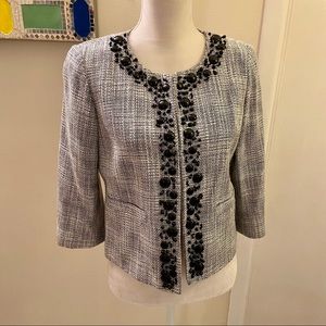 ✨EUC Josephine Beaded 3/4 Sleeve Tweed Blazer